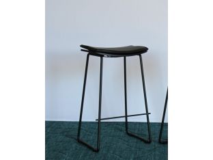 Lucia Counter Stool With Black Leather Cushion