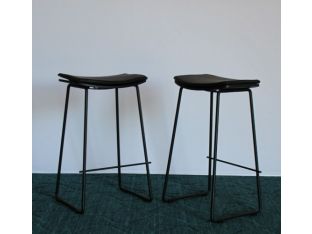 Lucia Counter Stool With Black Leather Cushion