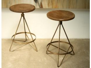Reclaimed Wood and Vintage Brass Counter Stool