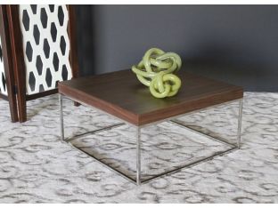 Walnut Square Coffee Table with Chrome Base