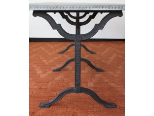 Industrial Metal Dining Table with Trestle Base