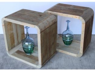 Open Wood Cube End Table