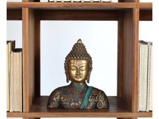 Brass Buddha with Stone Inlay