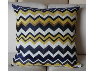 Blue and Gold Chevron Pillow