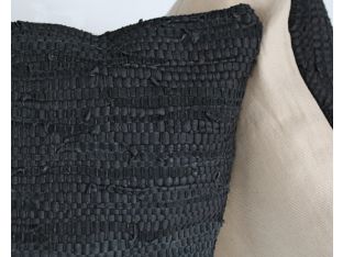 Stitch Black Leather Pillow