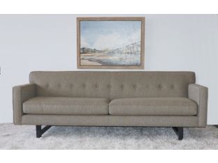 Dark Tan Tweed Sofa With Button Tufting
