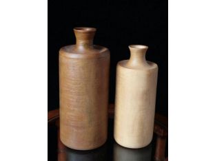 Set of 2 Wooden Bottle Vases