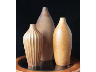 Set of 3 Mod Wood Vases