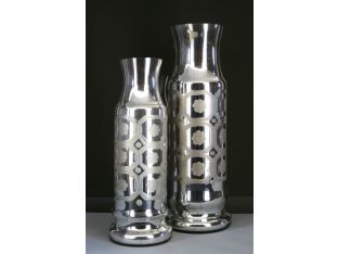 Set of 2 Mercury Glass Tall Vases