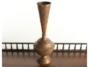 Pair of Vintage Persian Copper Plated Hammered Vases