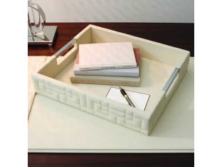 Quilted Ivory Leather Tray
